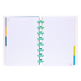 Talia Discbound Notebooks, Planner, Customizable, (xWatercolor Bloom, w/Celestial Turquoise Discs Junior (5.5in x 8.5in))