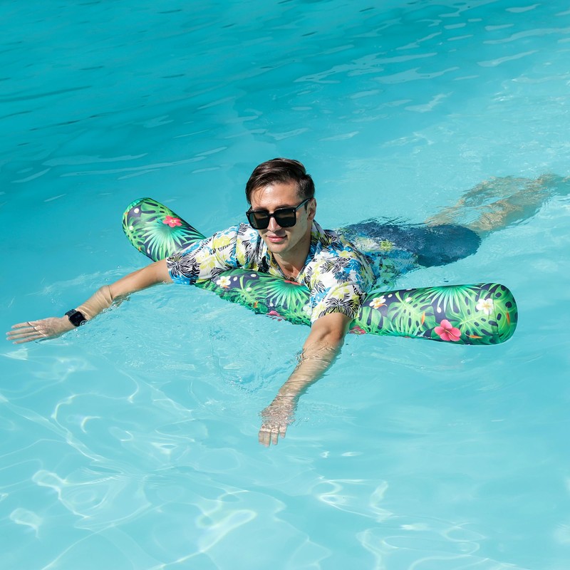 FindUWill 2 Pack Inflatable Swim Pool Noodles - Soft Fabric