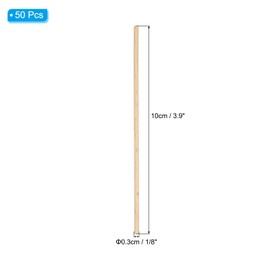 PATIKIL 50pcs 3mm x 10cm Dowel Sticks Wooden Sticks Unfinished Wooden Dowel Rod Round Dowel Hardwood Sticks for DIY Crafts and Home Decor