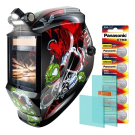 TRQWH Auto Darkening Welding Helmet with LED Light and Replacement Lenses
