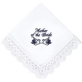 Mother of the Bride Embroidered Handkerchief Wedding Mom Wedding Gift from Daughter Hankerchief Parent Wedding Gift (Navy, Mother of the Bride)