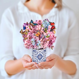 GREETING ART Cherry Blossom Pop Up Card, 3D Birthday Card, Bouquet with Sakura Flowers, Butterfly Card