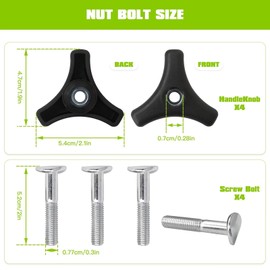 Vicue Upgraded 4 Sets Lawn Mower Handle Knobs Nut Bolts, Triangle Handle Knob Screw Bolt Set Replacement for Lawn Mower & Honda Lawn Mower Handle Bolt for Snow Throwers, Snow Blower