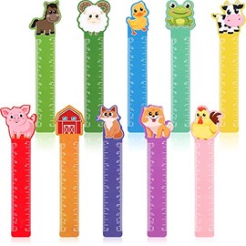Frienda 50 Pieces Cute Animals Bookmarks Ruler for Kids Jungle Animal Farmhouse Teacher Prizes Book Markers Students Jungle Animal Party Favor, 10 Styles(Farm Animal)