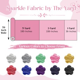 Entisn Pink Glitter Fabric, 3 Yards x 59 Inch Shimmer for Costume DIY