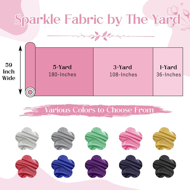Entisn Pink Glitter Fabric, 3 Yards x 59 Inch Shimmer
