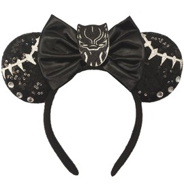 ZHENNAN Mouse Ears Headbands for Women, Glitter Panther Bows Ears Headbands for Men, Costume Cartoon Themed Events Birthday Party Decorations Hair Accessoires