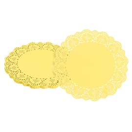 sourcing map 50pcs Paper Doilies, 6.5 Inch Lace Paper Doilies, Disposable Paper Placemats for Cakes Table Plate Crafts Party Weddings Tableware Yellow