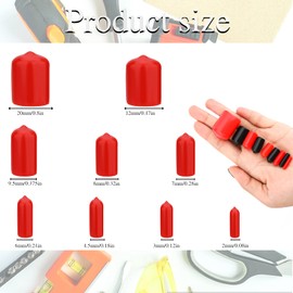SAVITA Pack of 160 Thread Protectors, Black and Red Rubber End Caps in 9 Sizes (from 2 mm to 20 mm)