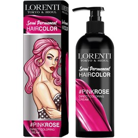 Lorenti Semi Permanent Direct Coloring Cream | Long Lasting Hair Colour Result | Rose Pink 250ml