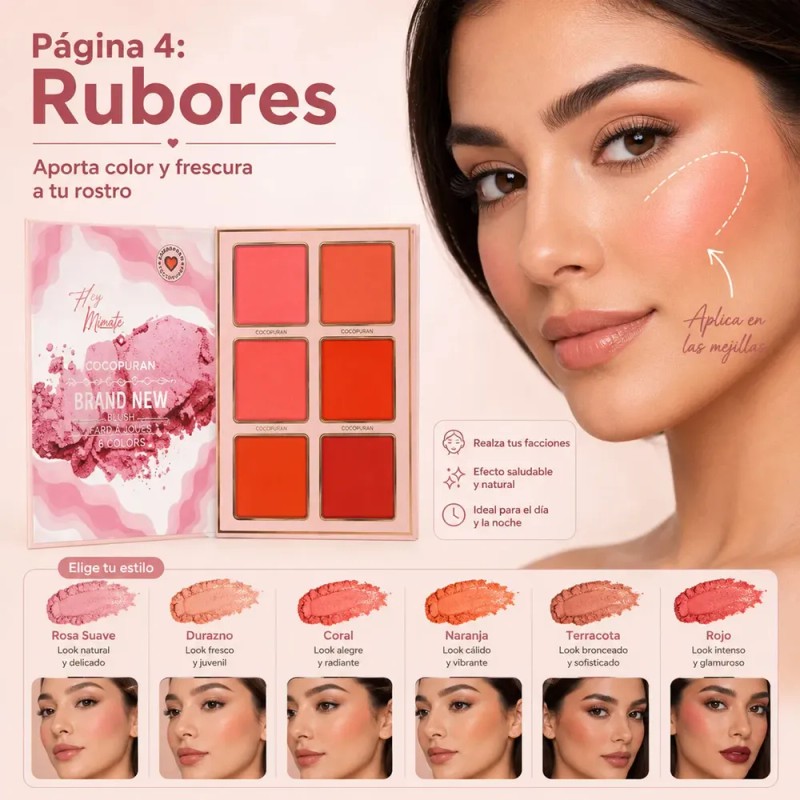 5 En 1 Paleta Sombras, Gloss, Iluminador, Rubor Y Contorno