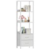Furnulem 4-Tier Corner Shelf, Bookshelf with 2 Storage Drawers, 57.28”Tall