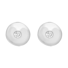Tuscany Silver Women's Sterling Silver Cubic Zirconia 5 mm Round Disc Stud Earrings
