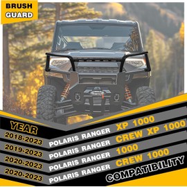 KUAFU Front Brush Guard Compatible with 2018-2025 Polaris Ranger XP 1000 / Crew XP 1000 / Ranger 1000 / Ranger 1000 Replacement for 2882531 Upper Bumper Protector Accessories Steel