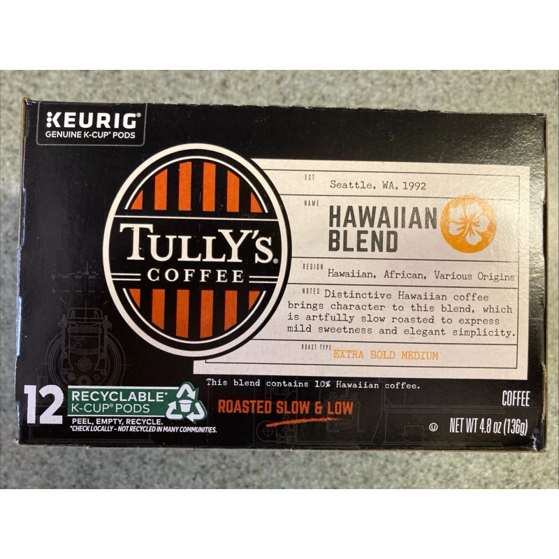 Tully's Coffee Coffee Pod, Hawaiian Blend - 12 K Cups