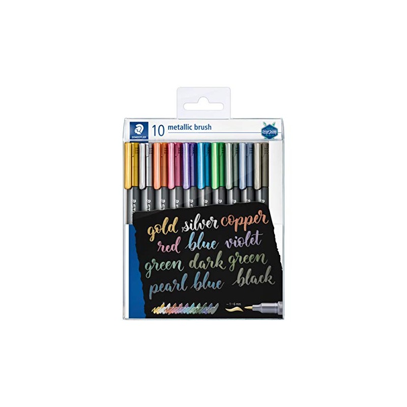 STAEDTLER 8321 TB10 metallic brush pens, wallet of 10 assorted