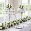 Silver Candelabra Table Centerpieces: 5 Arm Crystal Pendant Candle Holders