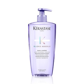 Kérastase Shampoo für blondes Haar für mehr Glanz, Haarbad mit feuchtigkeitsspendender Hyaluronsäure, Bain Lumière, Blond Absolu, 500 ml