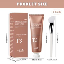 T3 Collagen Mask,2 Stück Baby Collagen Glow Mask, T3 Collagen Lifting-Peel-off-Maske Geeignet T3-Kollagen-Peeling-Maske für Strahlende Haut, Straffung und Straffung (70 G)
