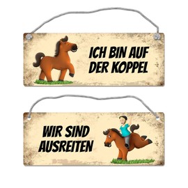 trendaffe - Brown horse is riding or on the paddock reversible sign with cord - rider