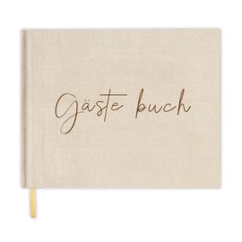 FloraVigo Guest Book Wedding, Guest Book Birthday, 144 Pages Premium Guest Book Made of Thick Paper for Anniversary, Birthday, Baby Shower, Christening (Beige)