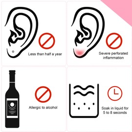 Maitys 180 Pcs Earrings Hole Cleaner, Piercing Cleaner Floss, Rose Fragrance Odor Removal Ear Care, Piercing Floss Disposable Aftercare Cleaning Tool(Pink, Purple, Yellow)