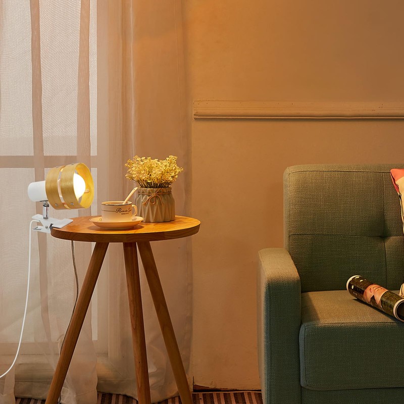 Aiwode Clip Light Wood Color Wooden Circle E26 Compatible with