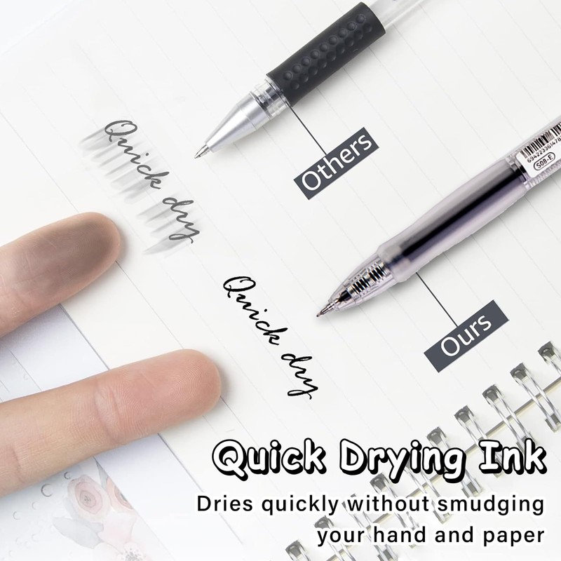 3 Pcs Retractable Black Ink Pens Fine Point Smooth Writing