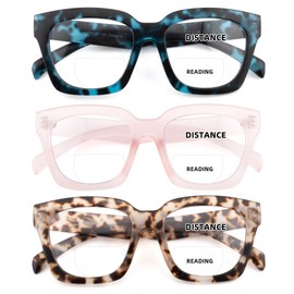 HIYANJN Bifocal Reading Glasses For Women Blue Light Computer Readers Clear Top Oversized Fashion Matte Frame Eyeglasses