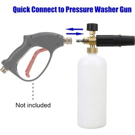 Foam Cannon, Foam Cannon Blaster with 1/4 Inch Quick Connector with 5pcs Pressure Washer Nozzle Tip, Jet Wash Gun 4350 PSI for Pressure Washer 1 Liter