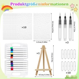 Magic Puffy Paint Set, Foam Texture Painting Set for Children, Rectangle Sponge Pictures, 3D Foam Texture Painting Paper with 10 Puffy Painting Set, 12 Colours, Pens, 10 Bead Strings, 3 Watercolour
