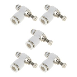 INFINAUTO Push to Connect Air Fittings 5/16" 90 Degree Air Flow Control Valve Plastic Metal 1/8"BSPT 5 Pcs White Silver Tone