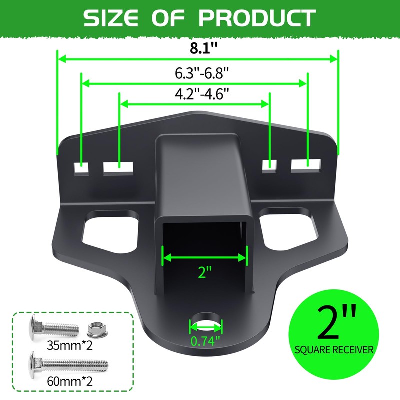 Zero Turn Lawn Mower Hitch with 2" Receiver，6mm Thicker Heavy