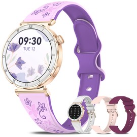 Smart Watch for Women,1.19" AMOLED Display with Bluetooth Call Answer/Dial, 100+ Sports Modes, Heart Rate Sleep Monitor, Waterproof Ladies Smartwatch for Android iOS, 4 Straps