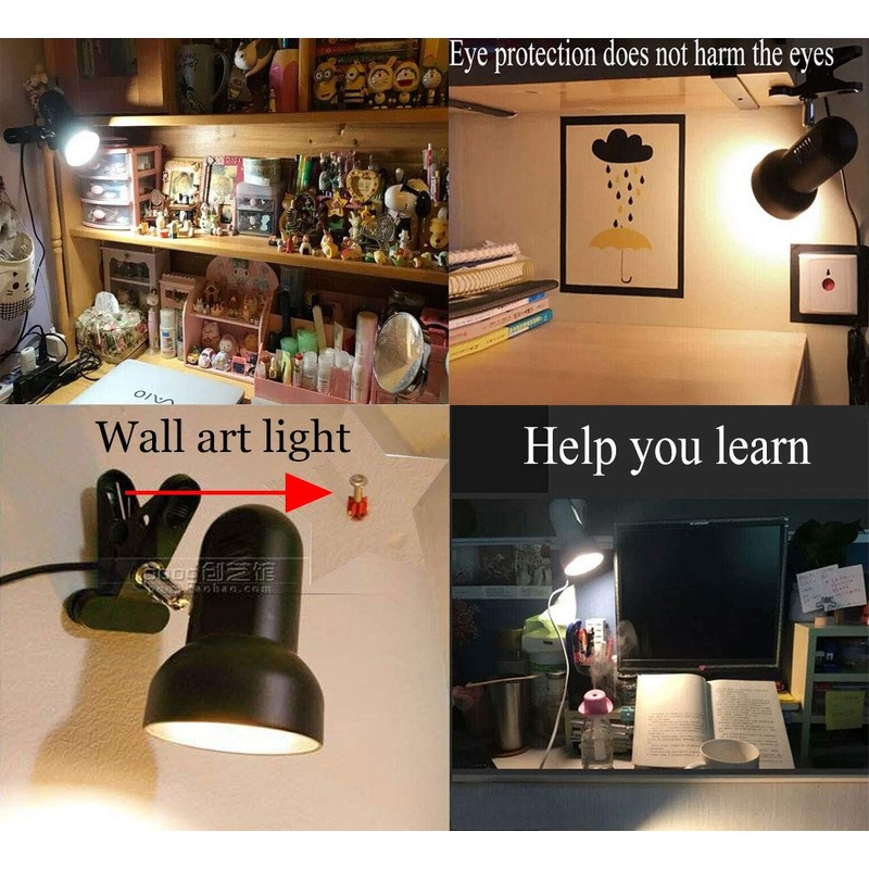 Sun-Rising Rong&LAN Clip lamp,360° Rotation Clip on Lamp Portable Book