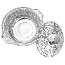 Frcctre 10 Pcs Disposable Aluminum Pot with Lid, Disposable 2 Liter Round Foil Pan Food Container for Camping Vacation Trips Picnic Heating Cooking