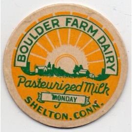 Milk Bottle Cap Insert - Boulder Farm Dairy - Shelton, Connecticut, CT - MONDAY