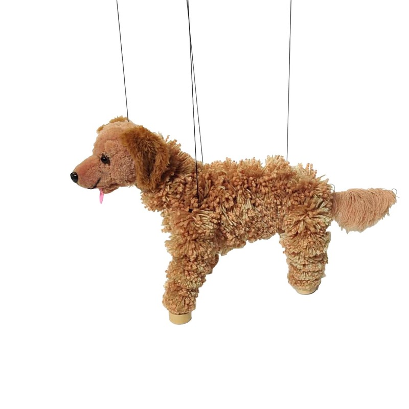 Artisan Owl Golden Retriever Marionette Puppet - Yarn Dog with