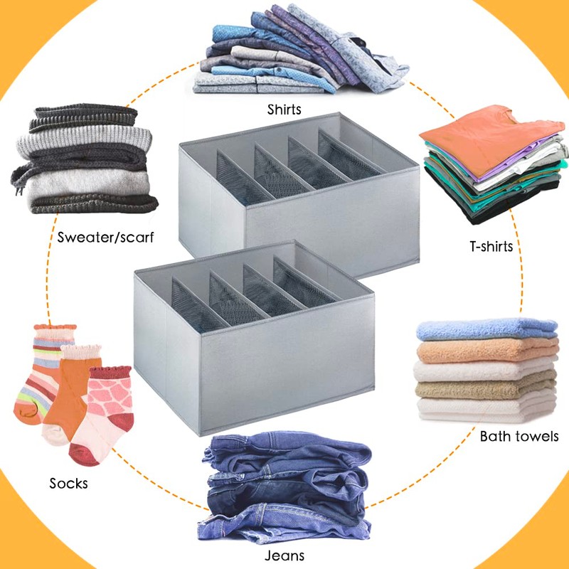 MORELX Kleiderschrank Organizer, 2 Stück Größer Jeans Schrank Organizer, Faltbare