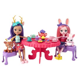 Mattel Enchantimals Tasty Tea Party Playset, 15+ Piece Playset with Danessa Deer and Bree Bunny Dolls (6-in), Great Gift for Kids Ages 3 and Up