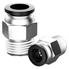 NANLACH Pneumatic Black Push Connect Fittings 1/4 Inch Tube OD x 1/4 Inch NPT Air Push Connect Tools Pneumatic Hose Fittings(Pack of 5)