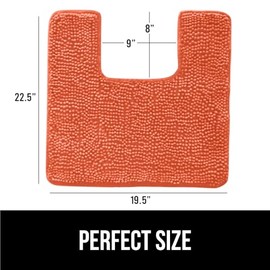 GORILLA GRIP GORILLA GRIP Plush Absorbent Shaggy Chenille Bath Rug Mat for Square Toilet Base with Rubber Backing, Machine Washable Rugs, Soft Microfiber Contour Mats for Toilets, Bathoom Decor, 22.5x19.5, Coral