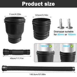 Hengrongshen 1 Piece Gutter Downpipe Extension Flexible, Downpipe Extensions Flexible Round for Downpipe 80/100 mm, Extendable from 47 to 150 cm, Downpipe Gutter Extension (Black)