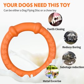 LaRoo Indestructible Dog Toys for Aggressive Chewers,Flying Discs for Medium/Large Breeds Dog Training Ring,Floating Dog Ring Toy,Tug of War Dog Toy(Orange)