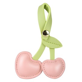 Cherry Bag Charm, Versatile Cherry Keyring and Purse Pendant, Leather Fruit Keyring, Fashionable Bag Pendant, Red Cherry Pendant, Birthday Gifts for Women, pink