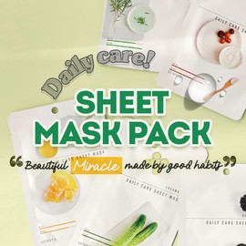 [Pack of 12] Eunyul Daily Care Face Cloth Masks, 12 Types, 22 ml x 12 Pieces, Korean Skin Care, Hypoallergenic Tencel Leaf & Natural Ingredients