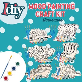Wood Painting Craft Kit 20 Pack- Easter Basket Stuffer Arts & Crafts Gifts for Kids - Each Dinosaur Painting Set Comes w/ Brush & Paint - Great for Classroom Prizes, Birthday Party Favors, Goodie Bags
