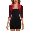 LADI TREND Womens Front Open 3/4 Pleated Sleeves Retro Velour