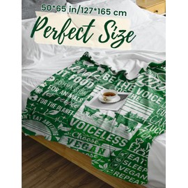 Huglanket Vegan Gifts for Women - 100% Vegan Flannel Throw Blanket (50"x 65") - Birthday, Christmas, Thanksgiving Presents - Green