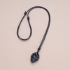 COAI Unisex Necklace with Nine-Tailed Fox Pendant, Obsidian Nylon, Obsidian